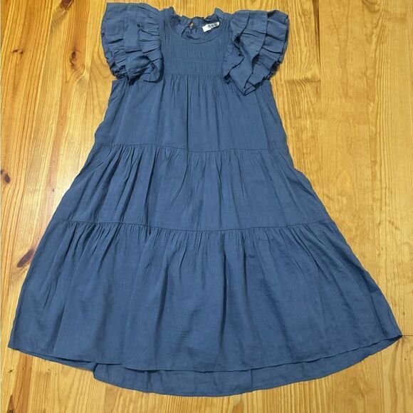 NWT Sea New York Eleanor Tiered Smocked Dress Slate Ruffle SM Boho Spring Linen - Picture 5 of 14